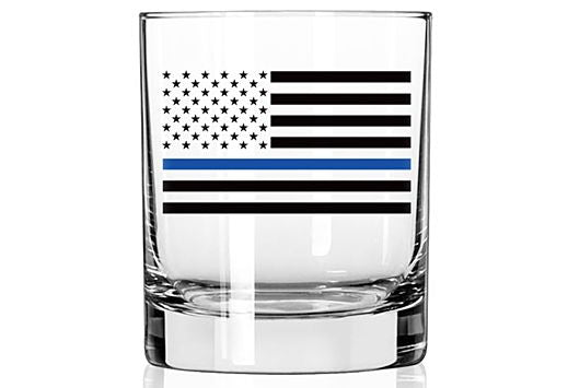 2 Monkey Trading WHISKEY GLASS THING BLUE FLAG (POLICE FLAG)