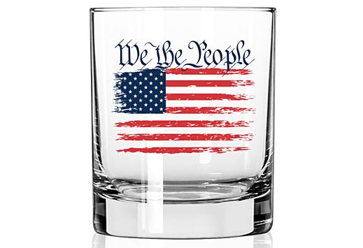 2 Monkey Trading WHISKEY GLASS WE THE PEOPLE FLAG